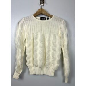 GITANO Vintage Cream Cable Open Knit Pullover Sweater Size Large Textured Jumper